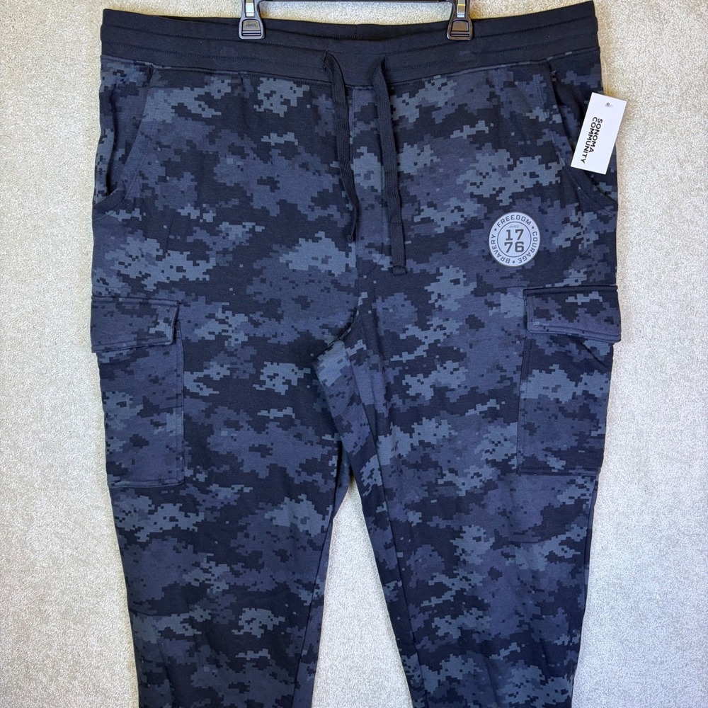 Sonoma Community Cargo Jogger Mens XXL Black Grey Digital Camo Fleece NR34J103RG